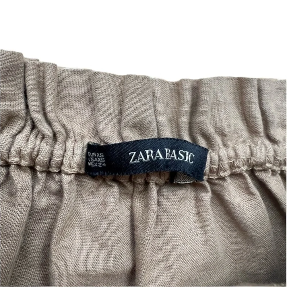ZARA Linen Blend Faux Wrap Skirt Paper Bag Skirt sz. XS
